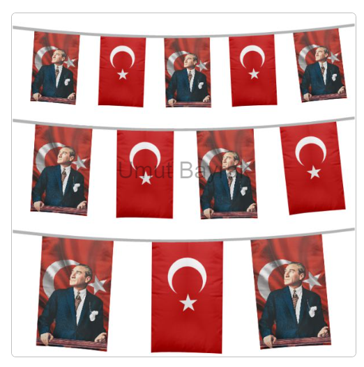 İpe Dizili Atatürk Türk Bayrağı 20x30